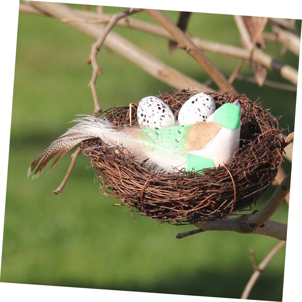 Mobestech 24pcs Rattan Artificial Bird Nests Realistic Simulation Nest Ornaments for Home Decor for Easter and Spring Decorations for Garden Scene Design