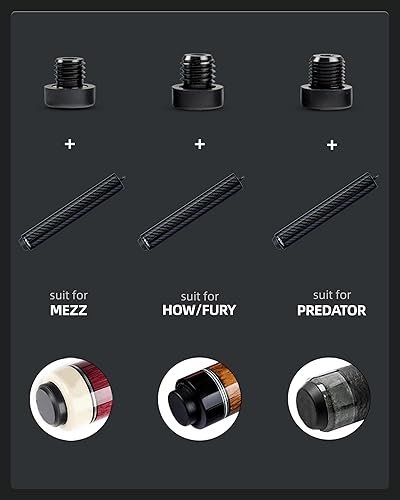 Miniatura 4 de CRICAL Extensión de taco de billar de metal de 2348 pulgadas con 3 parachoques, accesorios de billar