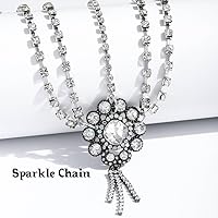 Vista 6 de Cadena de cabeza nupcial con diamantes de imitación, cadena de pelo con borlas, cadenas de cabeza plateadas para mujer