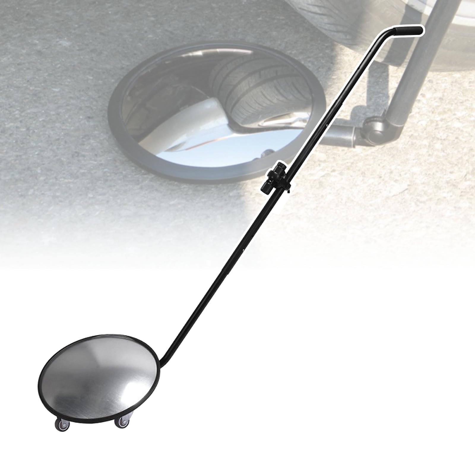 Espejo de inspección de Seguridad para vehículos de 12 Pulgadas, Reflector Convexo acrílico con Mango telescópico de aleación de Aluminio, Linterna LED y Bolsa de Almacenamiento Especial.