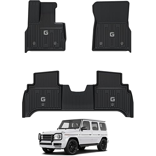 3W Floor Mats Fit for 2019-2025 2026 Mercedes-Benz G Class/G500/G550/AMG G63 SUV TPE All Weather Custom Fit Floor Liner for Benz G Class 1st & 2nd Row Car Mats, Black