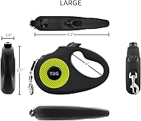 Vista 2 de TUG Correa retráctil reflectante de 360° sin enredos para perro, cinta de nailon fuerte de 16 pies (grande)