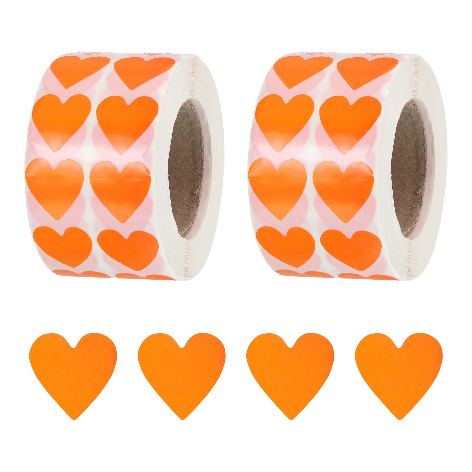 Autocollants cœur orange 1,9 cm par 4000 pour sceller vos cadeaux et faire-part