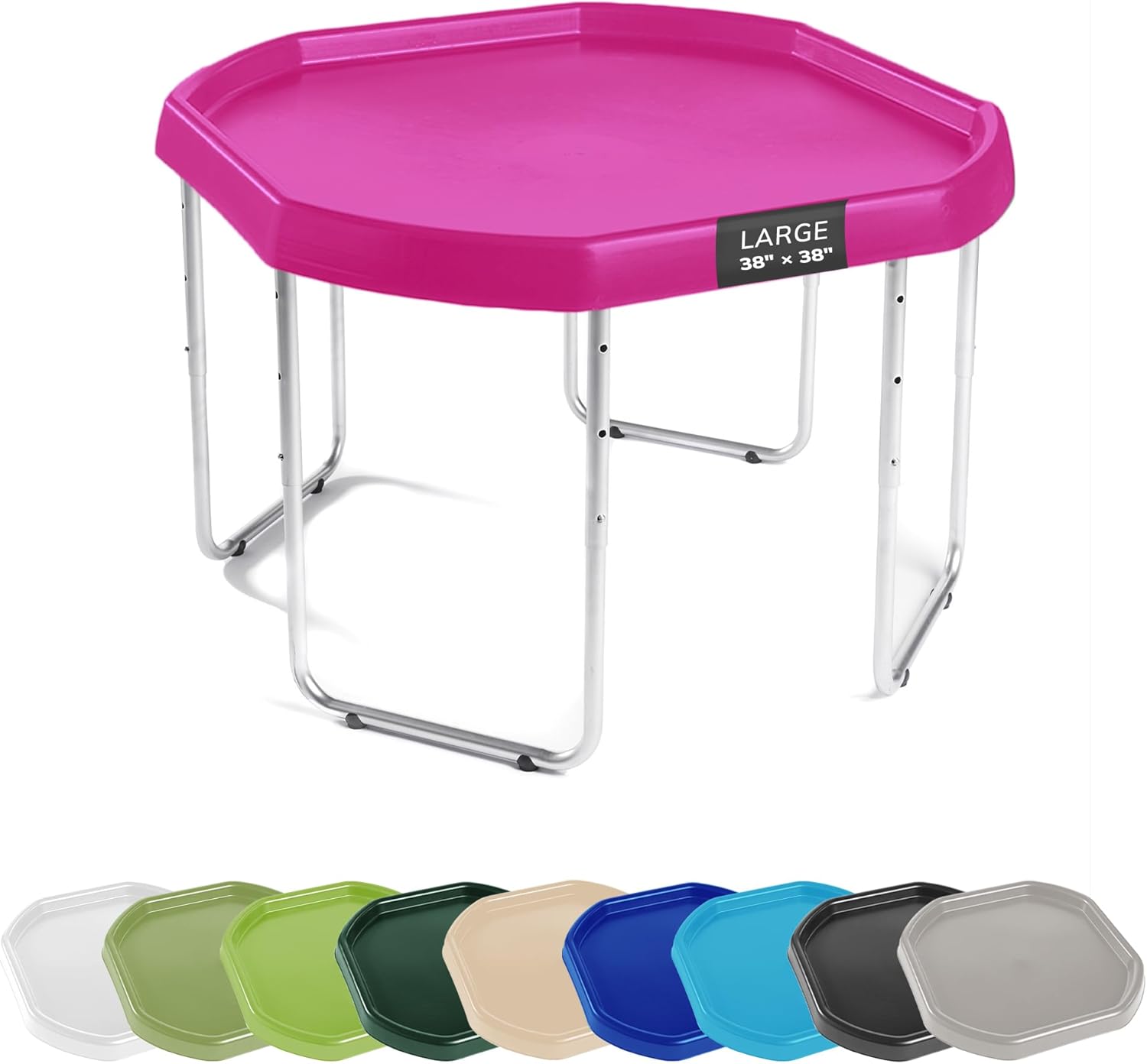 MEKA Large 38"x38" Tuff Tray Set Pink, Activity Sensory Tray Plus Stand Children, Outdoor Play Sand and Water Table for Toddlers and Kids, Toy Boys Girls