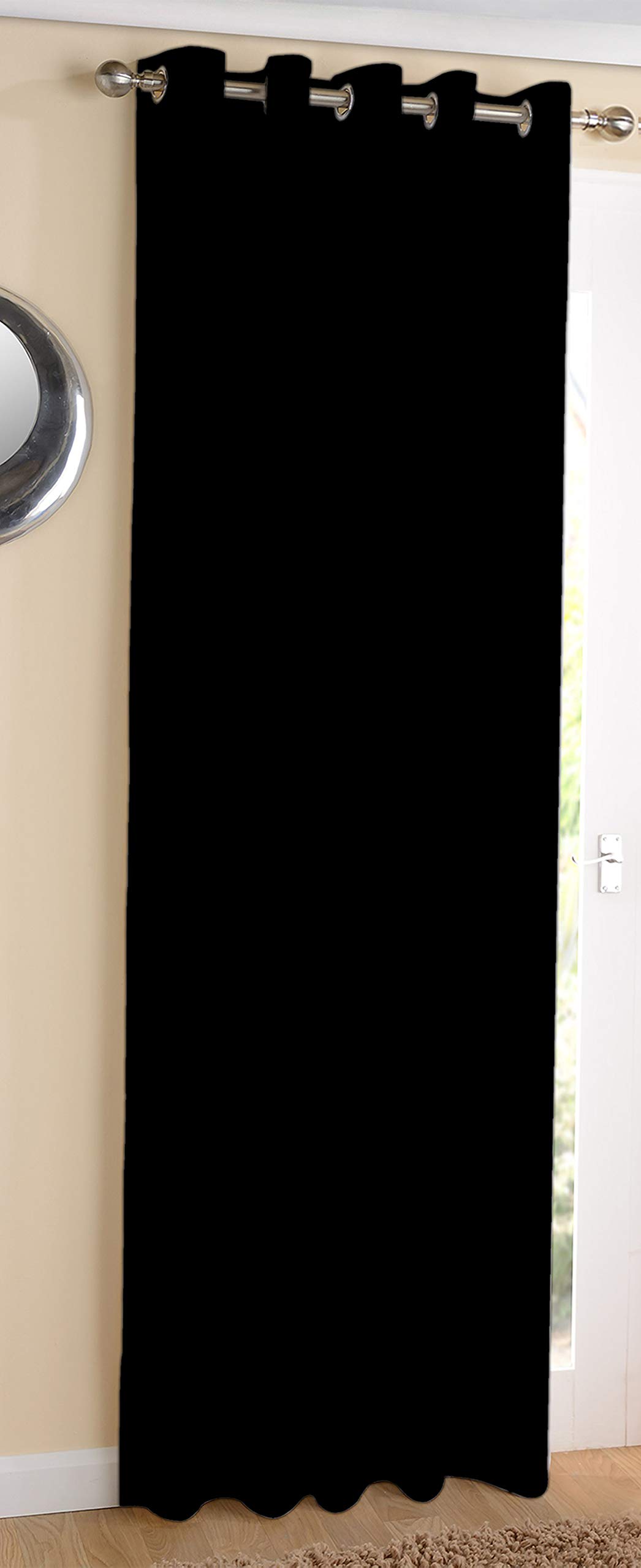 AIRWILL Cotton Plain Black Designed Blackout and Room Darkening 5Ft Window Opaque Curtains Pack of 1 Pc. (Solid- Black)-image-49