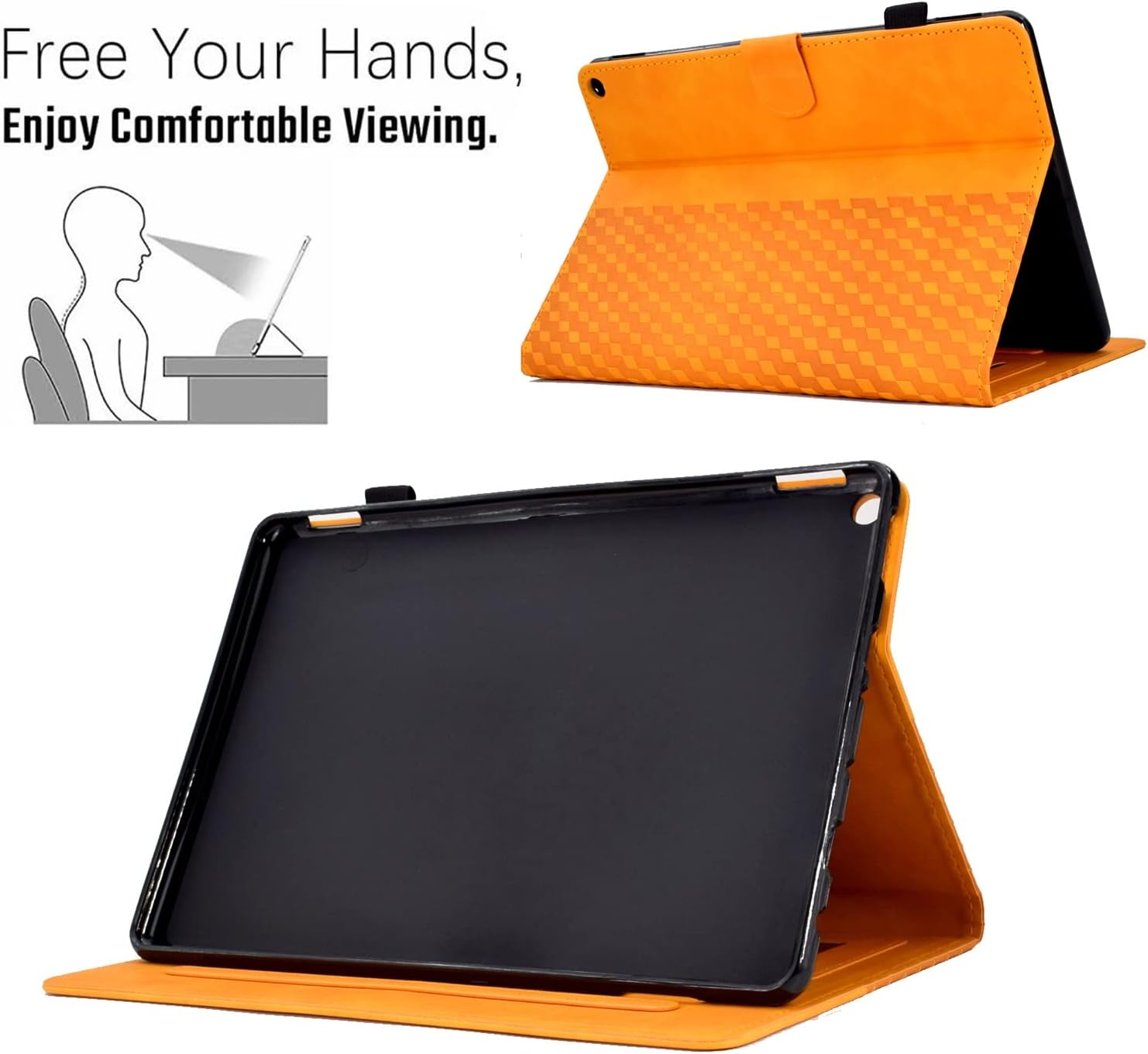 Tablet Protection Premium Leather Case Compatible with Kindle Fire HD8 8inch 2020 Tablet,Smart Magnetic Flip Fold Stand Case Protective Case Cover with Auto Wake Sleep tablet accessory(Orange) image 3