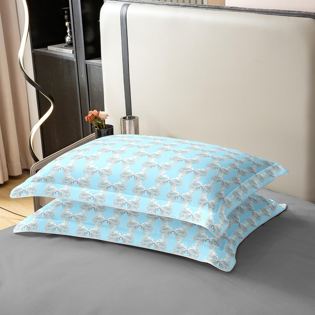 Homewish Urocza niebieska kokarda super king poszewka na kołdrę dziewczyny kropki kokardka bawełna zestaw pościeli dla dzieci nastolatków wstążka muszka poszewka na kołdrę geometryczny węzeł