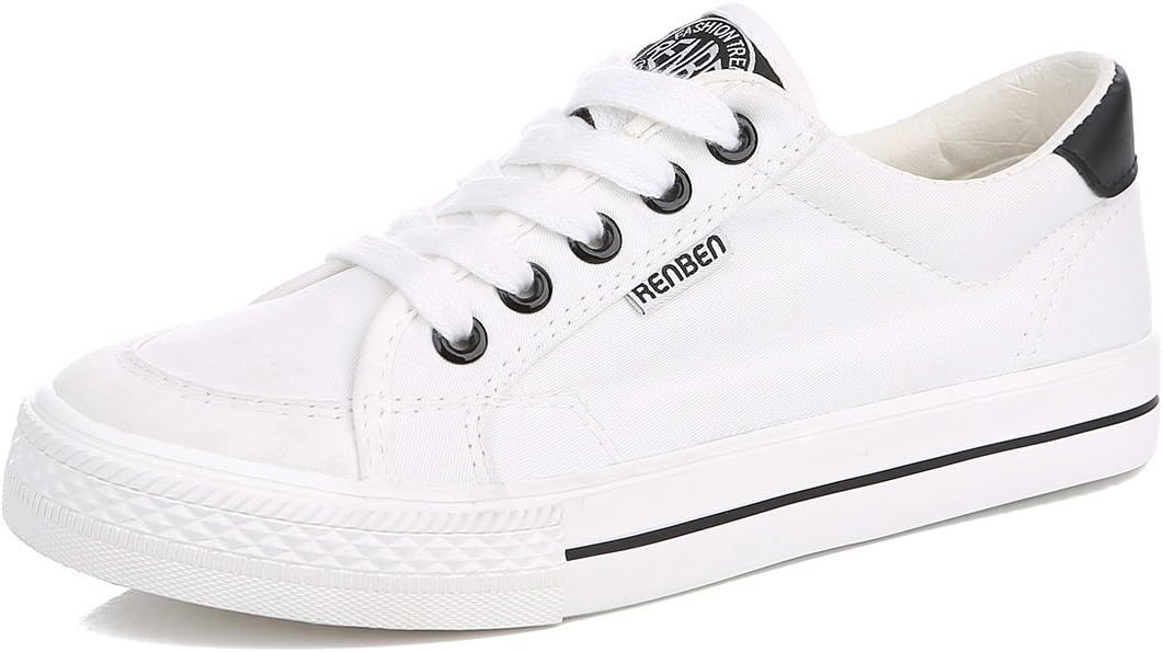 Womens Sneakers Canvas Slip On Flat Low Top Fashion Sneaker Shoes,5 B(M) US,White