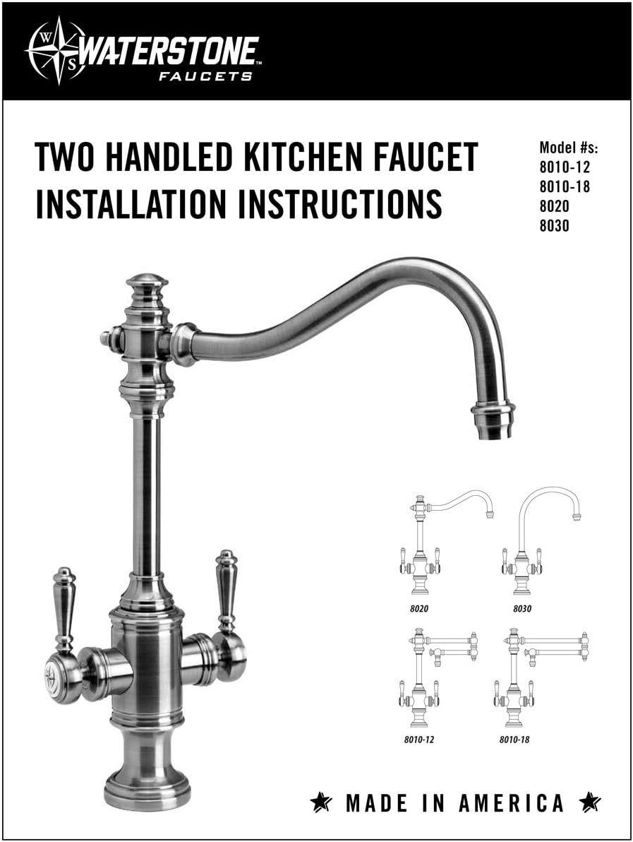 Waterstone Hampton Faucet Dimensions and Features Diagram