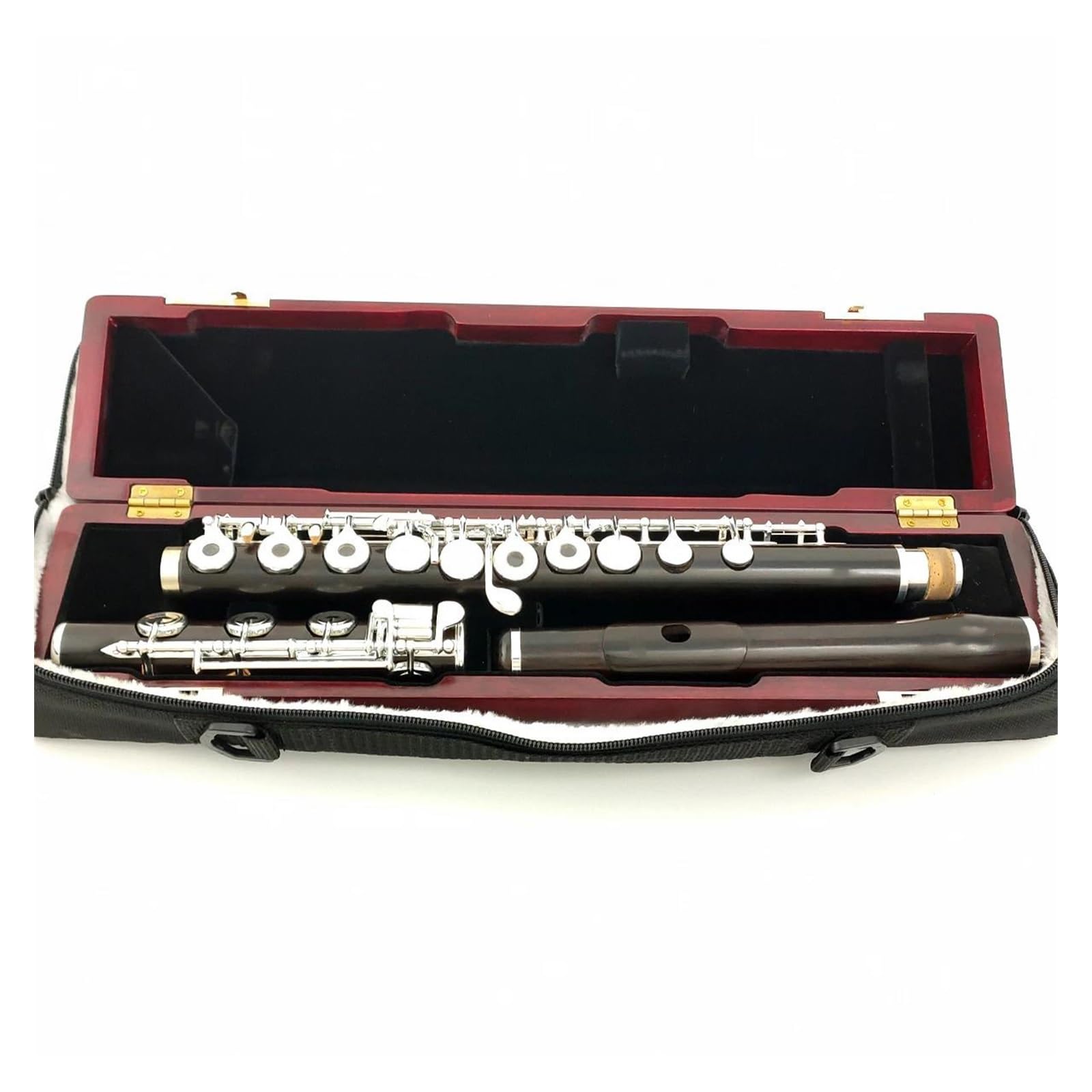 flauta de instrumento musical Flauta de ébano de 17 agujeros agujero abierto llave E chapada en plata flauta profesional