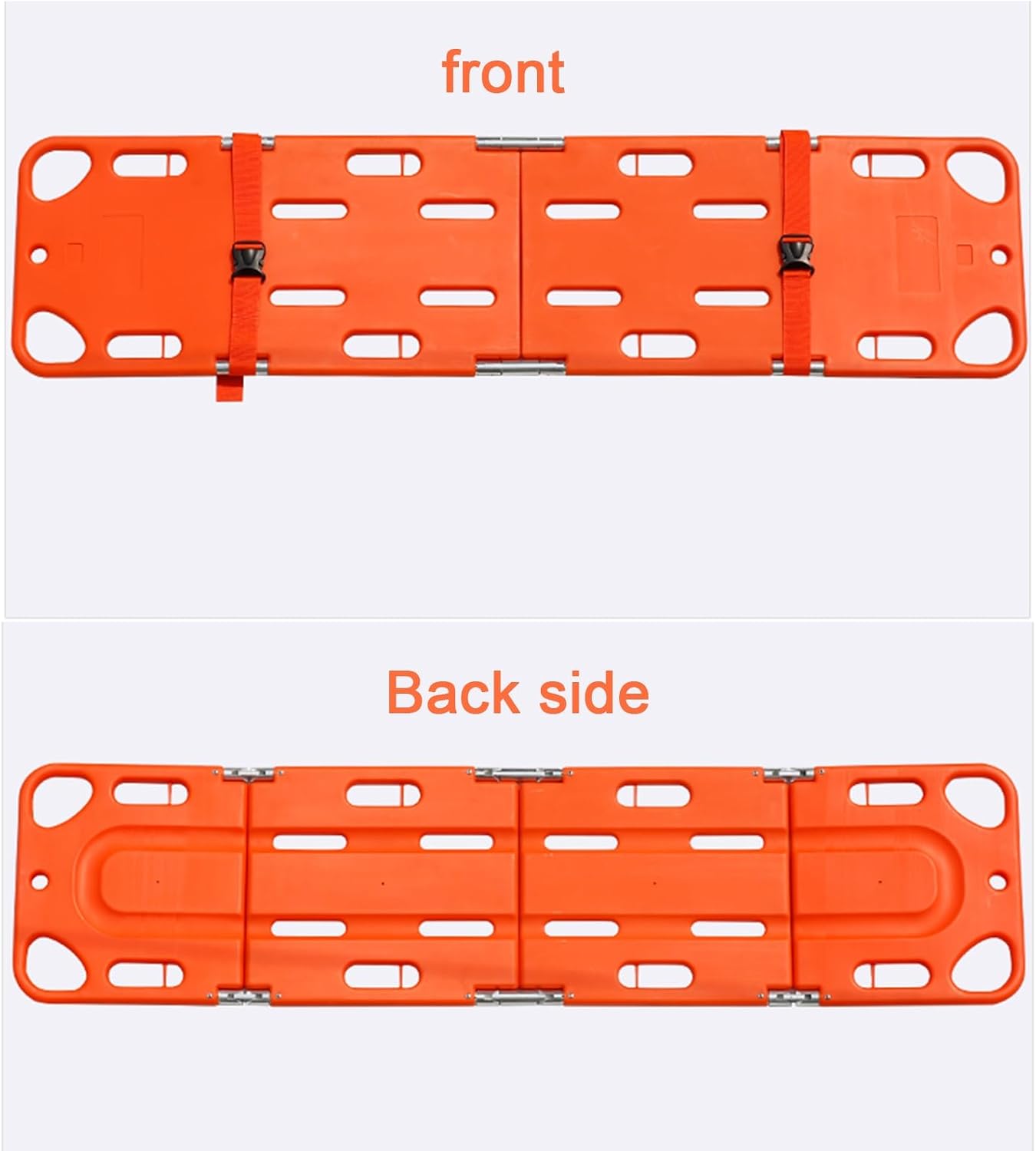 Folding Stretcher, Water Rescue Stretcher, Plastic Stretcher Portable, 4 Fold Spine Board Immobilization, Life Board with Seat Belt, for Casualty Evacuation, Outdoor Camping