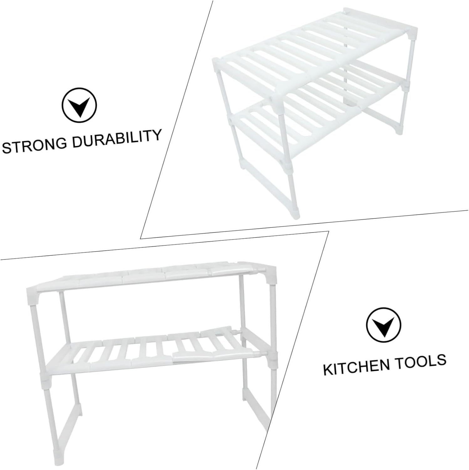 Cabilock under Sink Storage Rack Kitchen Sink Shelf Bathroom Rack Easy to Clean White