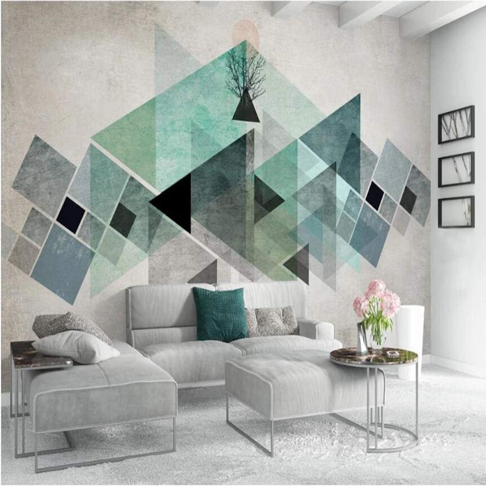 Papier peint triangle géométrique rétro 3D pour agrandir une pièce 350x245