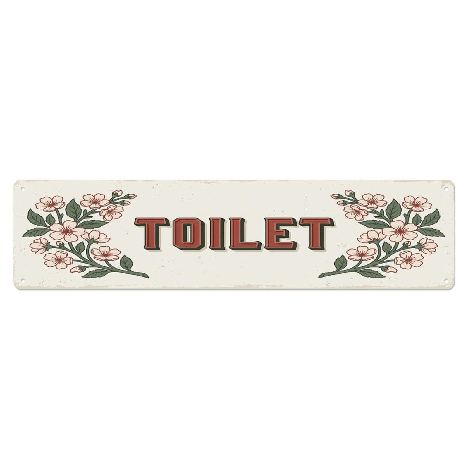 Cmhok Vintage Style Toilet Signage Cherry Blossom Vintage Metal Tin Sign Wall Decor For Cafe, Club, Garden Metal Poster 4X16inch