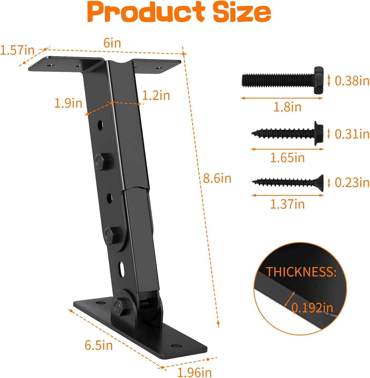 3 Pack Heavy Duty Roof Riser Brackets Kit, Adjustable Height & Angle Roof Mount Pergola Brackets, Metal Roof Riser Beam Bracket for Roof Pergola Gazebo Patio Cover, Black