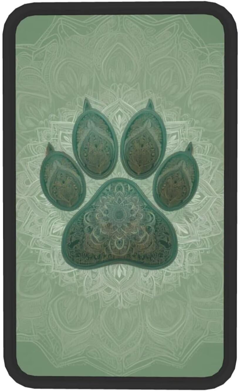 Universal Center Console Cover Dog Paw Print Arm Rest Covers Armrest Cover Boho Vintage Sage Green Middle Console Covers Lid Cushion Pad for Most Vehicle, SUV, Sedan, Car Accessories