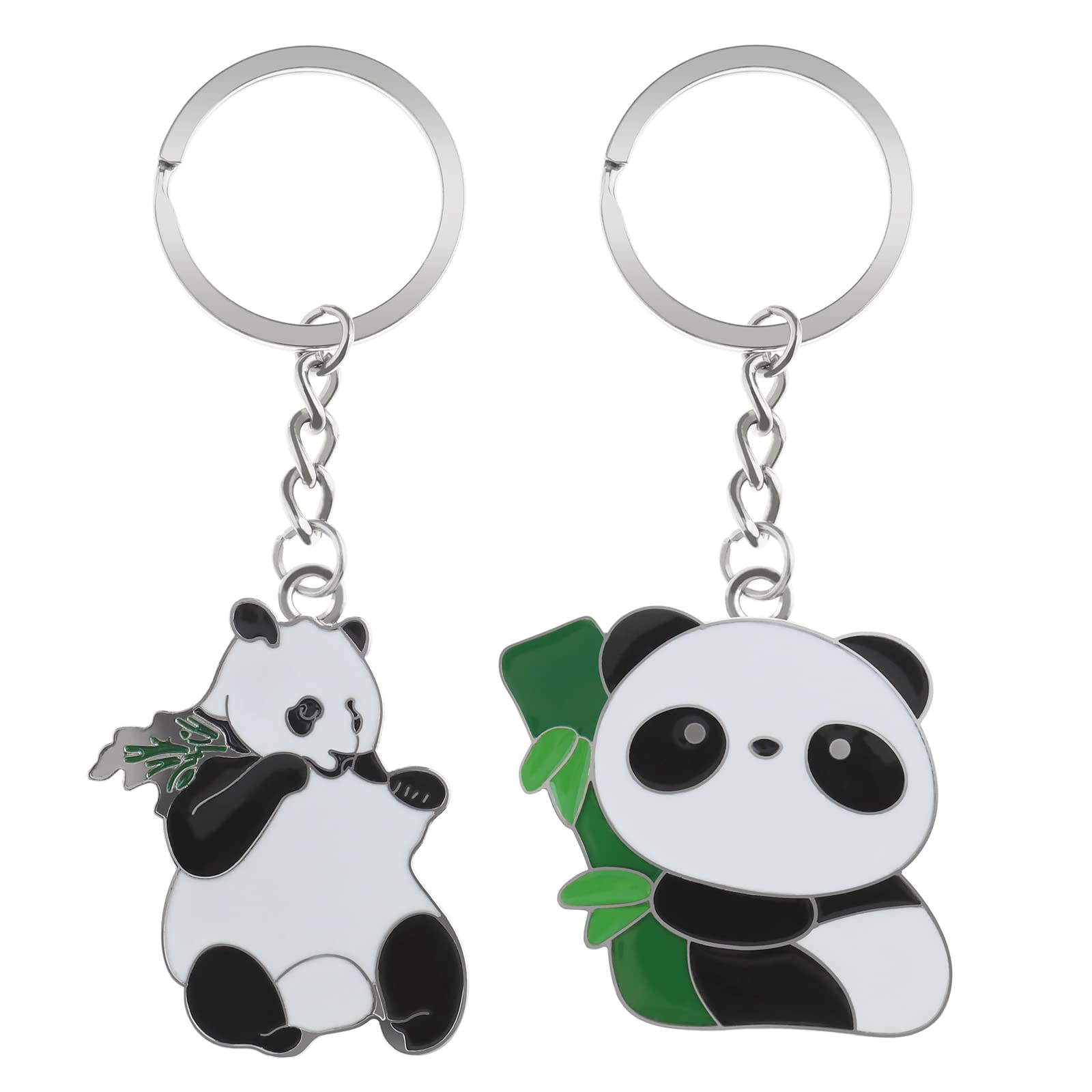 Yinettech Women's Multicoloured 2Pcs Panda Keychains Cartoon Panda Key Rings Animals Keyrings Creative Keychains Decorative Keychain Key Decoration For Men Style A