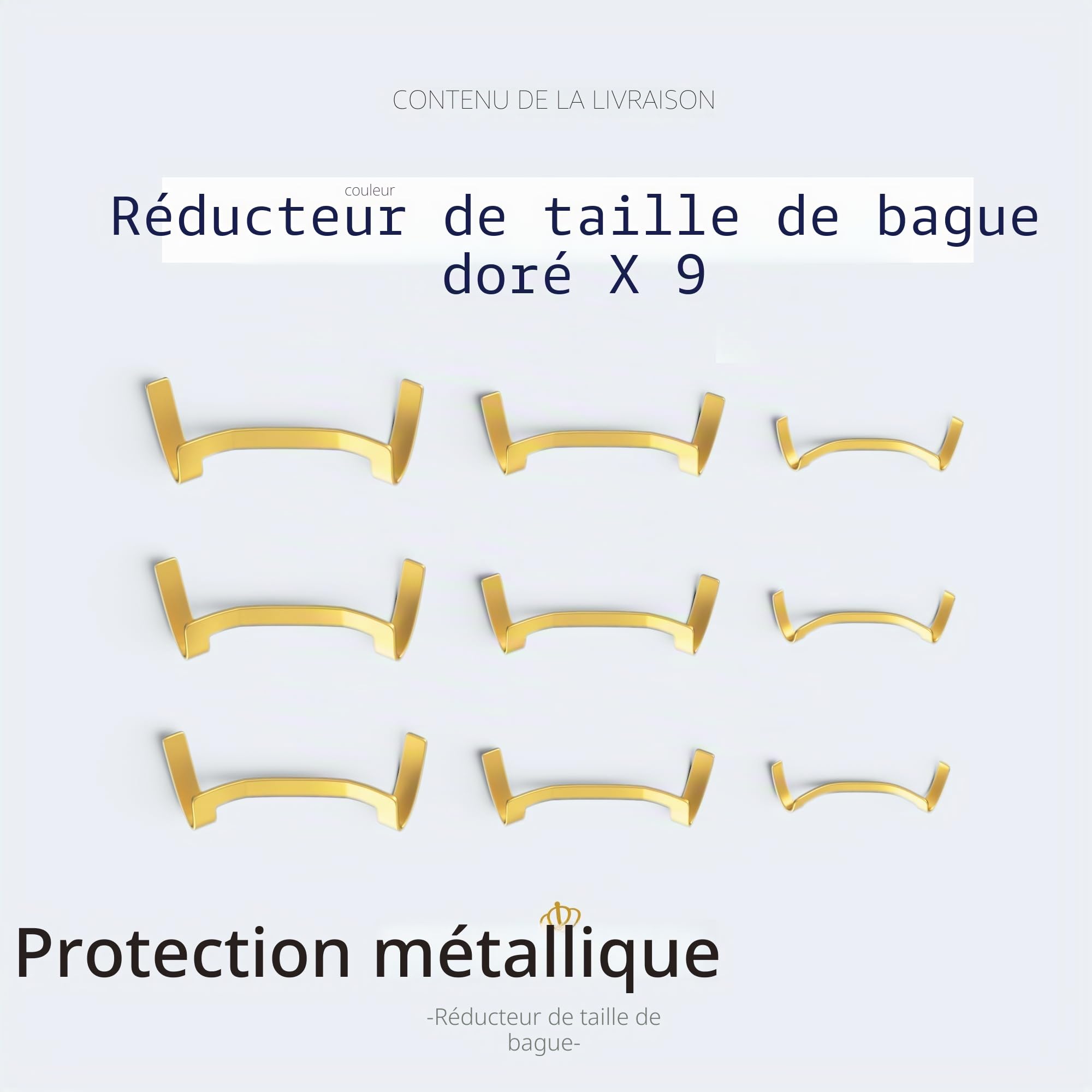 Lot de 12 protège-bagues invisibles en métal doré/argenté, ajusteur de taille de bague pour bagues lâches, protège-bagues, pour homme et femme