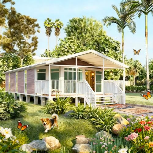 30FT Prefabricated Tiny Houses to Live in for Adults Mobile Prefab Tiny Home for Sale, Luxury Expandable Container House with 2/3 Bedrooms, Kitchen, Bath Modern Modular Foldable Outdoor House Kit