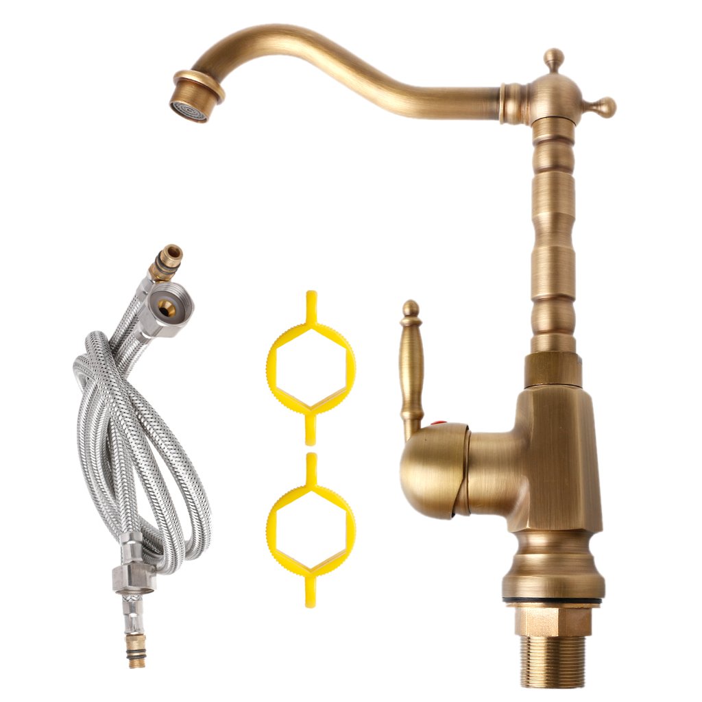 Lmprovement Antique Brass Kitchen Faucet 360 Swivel Bathroom Basin Sink Mixer