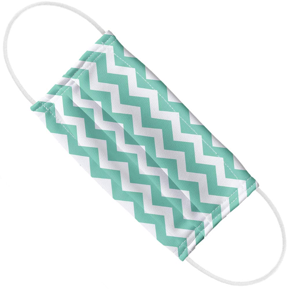 Popfunk Teal Chevron Pattern 1-Ply Reusable Face Mask Covering with Adjustable Nose Wire, Unisex