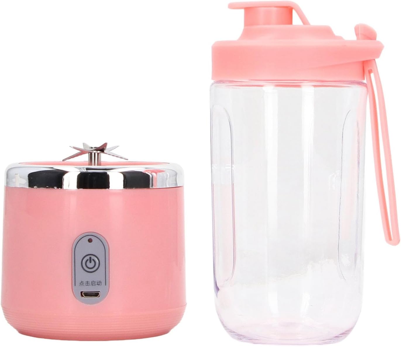 300Ml Juicer Portable 6 Blades Rechargeable Small Household Cup Students Automatic Multifunctional Juicing Cup for Fruit Vege Coffee (6 Blades, Lid)