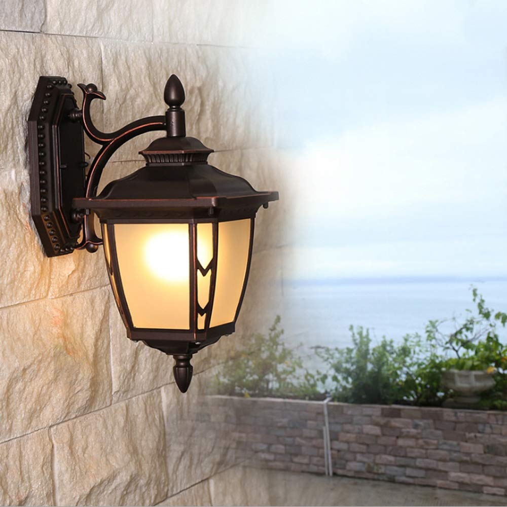 Retro Kinkiet Europejska Zewnętrzna lampa ścienna Nowa Chiny Akcesoria w górę/w dół na zewnątrz Aluminium Matowe szkło klosz Latarka ścienna Brązowy korpus Co