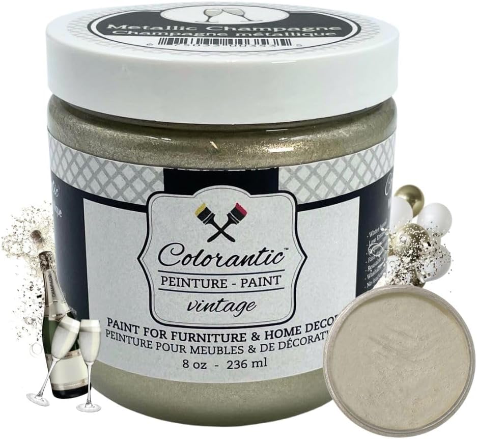 Colorantic | Furniture DIY METALLIC CHAMPAGNE Paint | Art Craft Paint Walls Opaque - Pouring paint (8 oz)