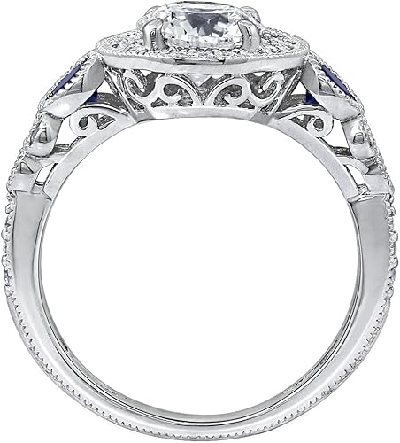 Miniatura 2 de Tienda Collection Platinum-Plated Sterling Silver Infinite Elements Cubic Zirconia Antique Round-Cut and Created Sapphire Ring