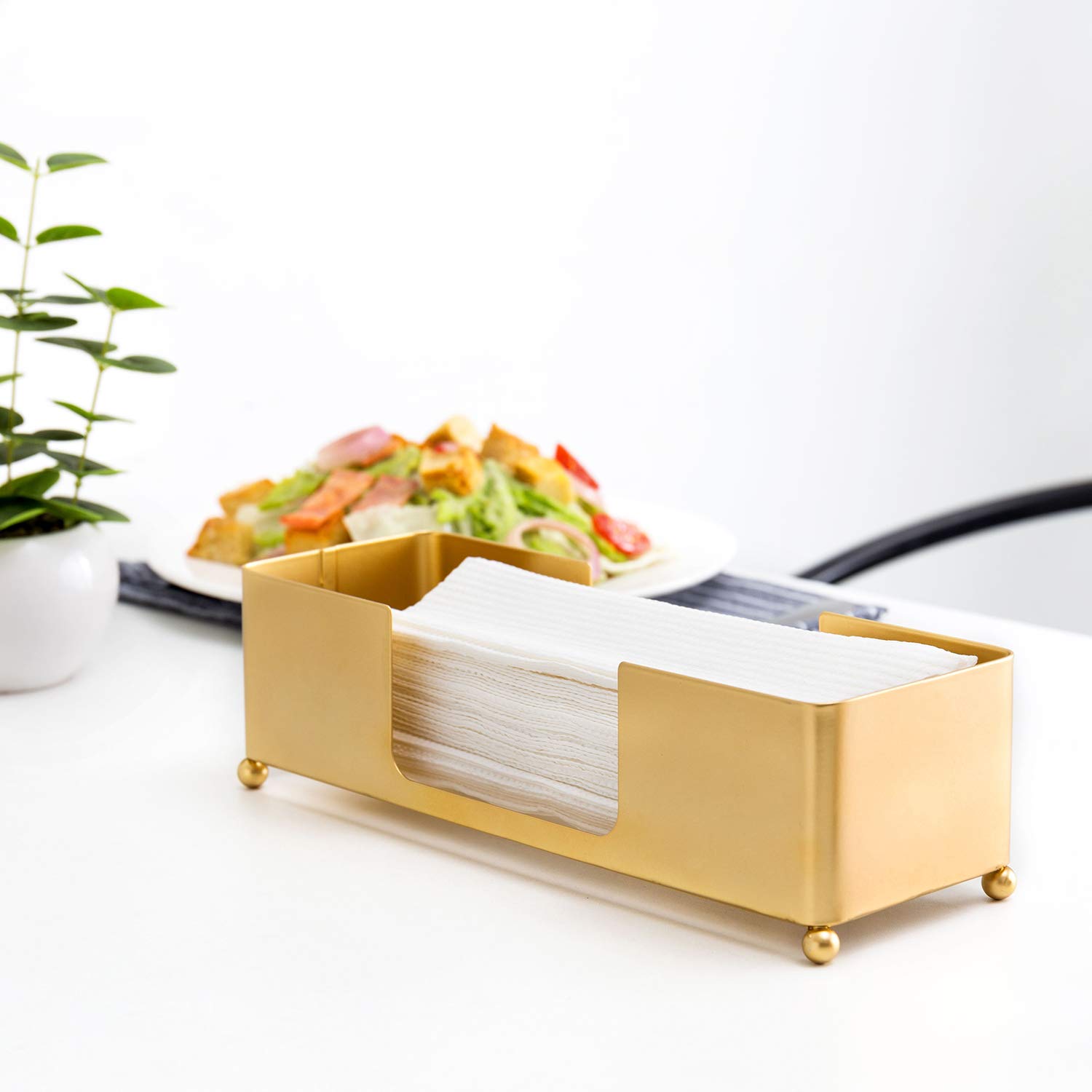Toallero de papel dorado, dispensador de toallas de papel higiénico para baño, soporte de toalla de papel plegable en C para encimera para uso comercial y doméstico, acabado de latón moderno de 5