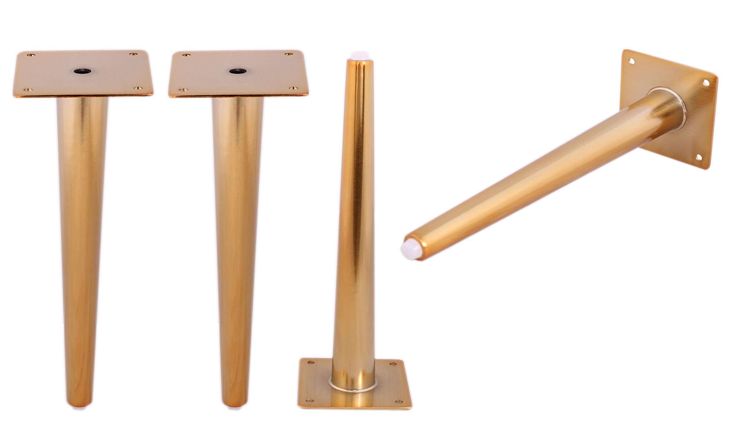 ECLV 4PCS Steel Coffee Table Legs,Sofa Leg.Vintage Mid Century Modern Leg/Feet.Metal Sofa Cabinet Leg,Chair Leg,Ottoman Leg,(Gold) (10'')