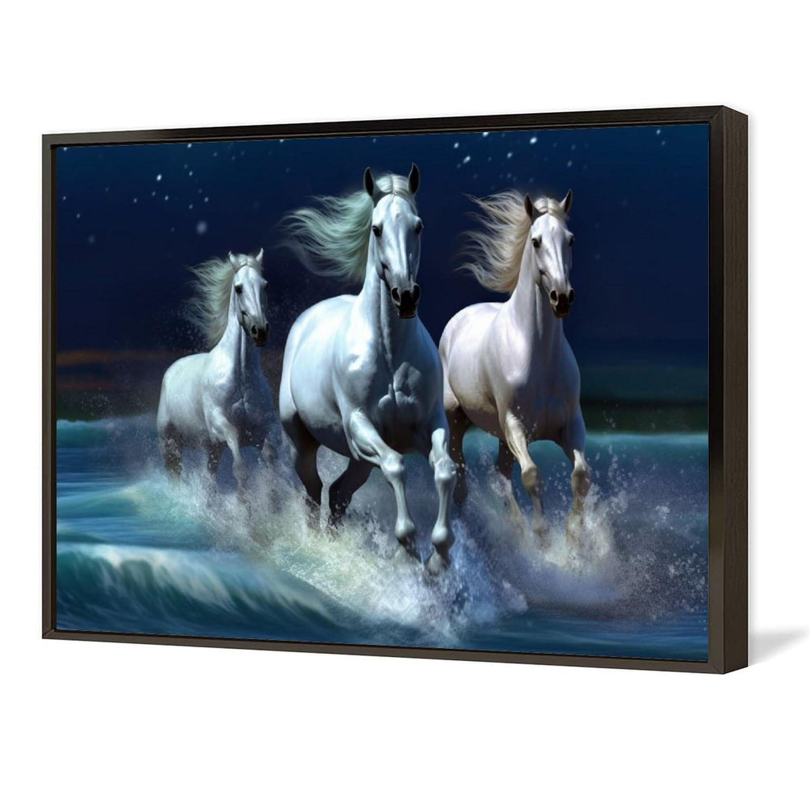 Amazon.co.jp: 絵画 湖のほとりを走る3頭の馬インテリア 絵画 動物