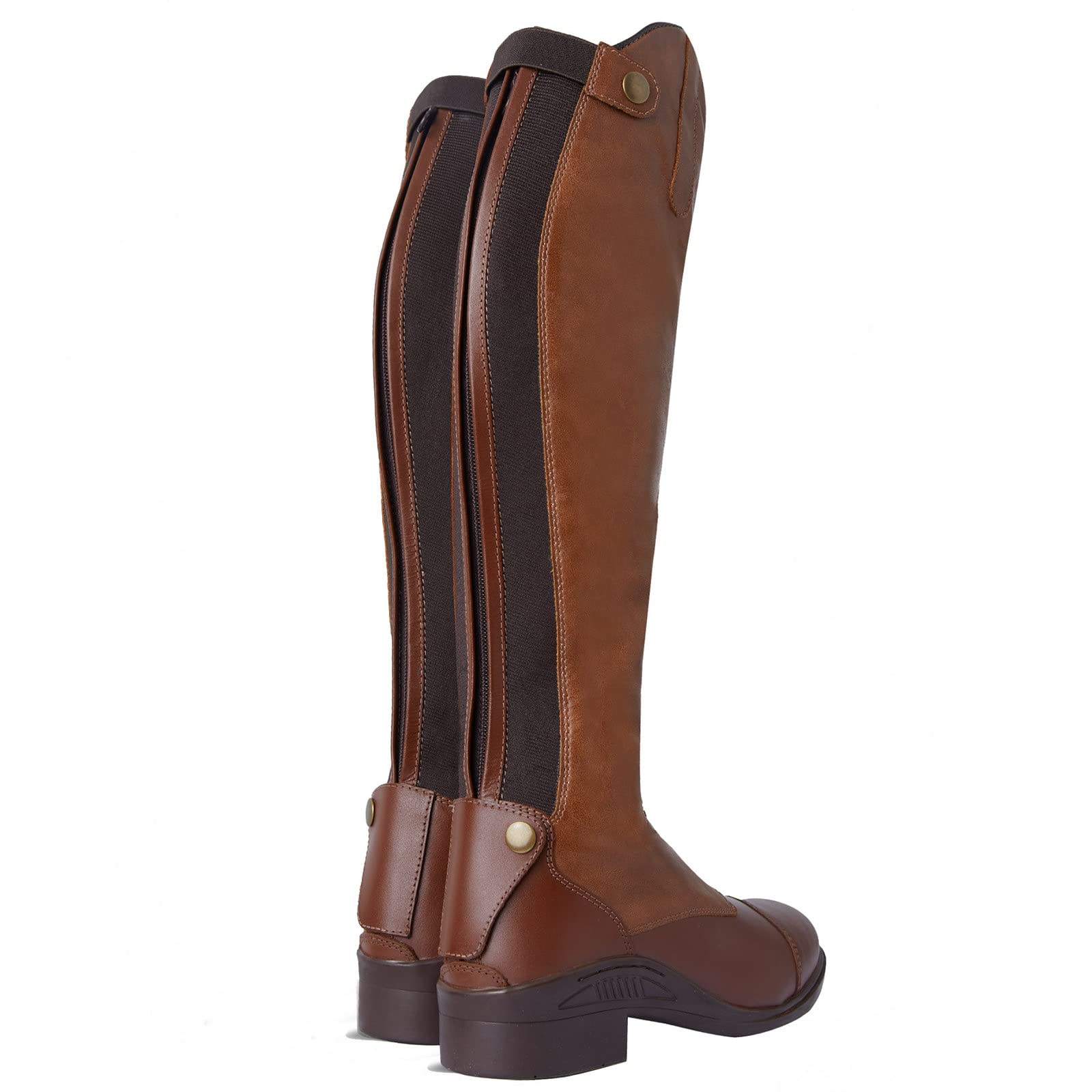 HORZE Botas de equitación para mujer con cordones, clásicas botas de equitación de piel con cordones delanteros y cremallera trasera
