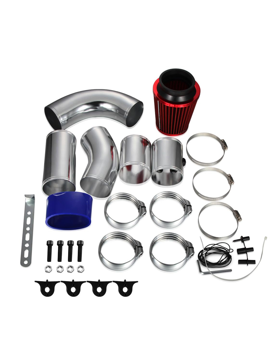 Universal Sportluftfilter Auto,76mm 3 Zoll Universal Luftkühlung Lufteinlassfilter Kit,Kaltluft Ansaugfilter,Kaltluft Ansaugrohr Kit,Kaltluftansaugschlauch