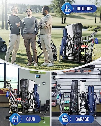 Image of Mythinglogic Golf Storage Garage Organizer, 4-Layer Ball Rack with Casters