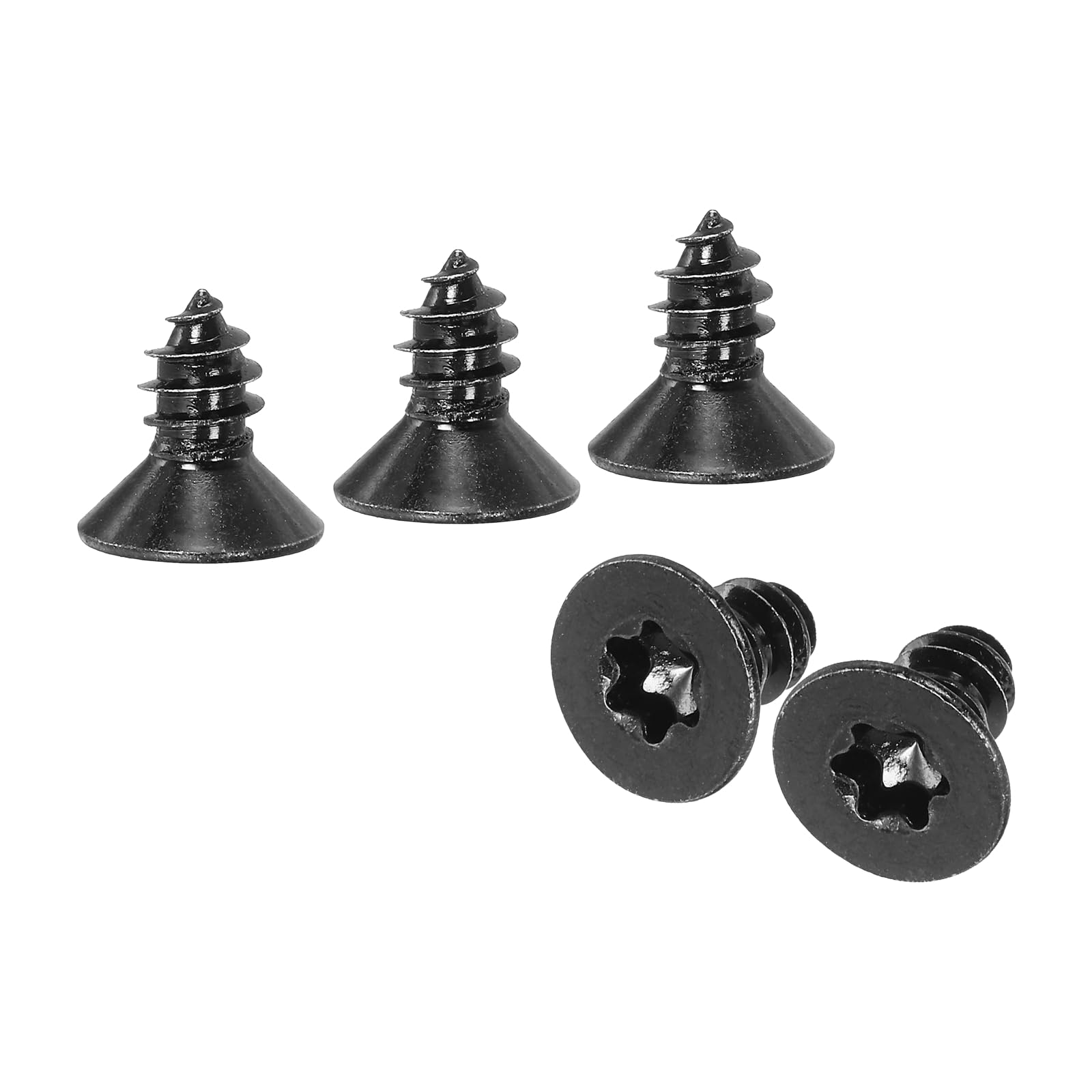 M METERXITY 100 Pack Torx Screws, M6 x 12mm Flat Head Wood Screw 304 Stainless Steel Full Threaded Countersunk Self Tapping Star Sheet Metal Bolts for Wood/Furniture [Black]