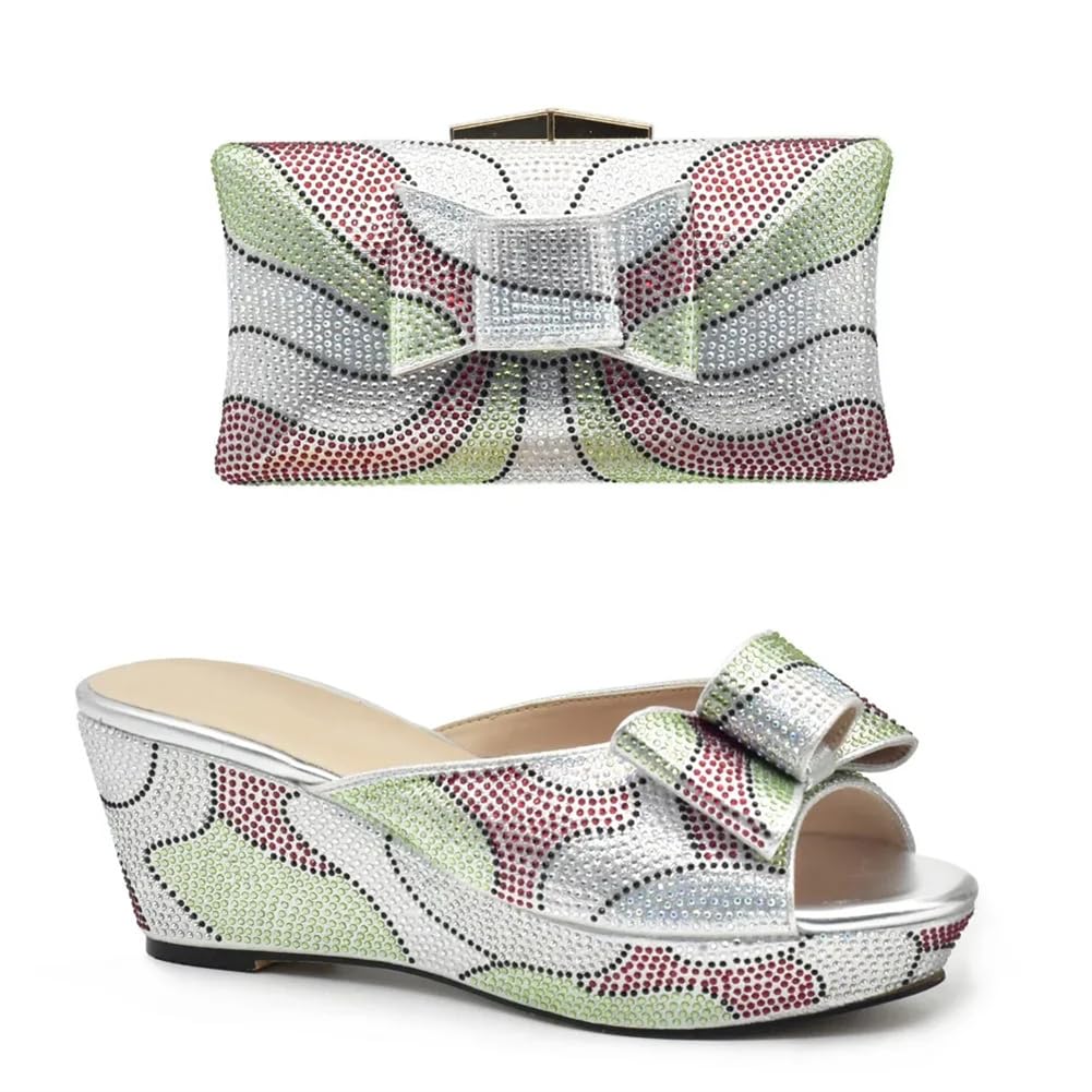 Set di scarpe e borsa coordinati da donna con strass e scarpe con tacco alto Italia e borsa