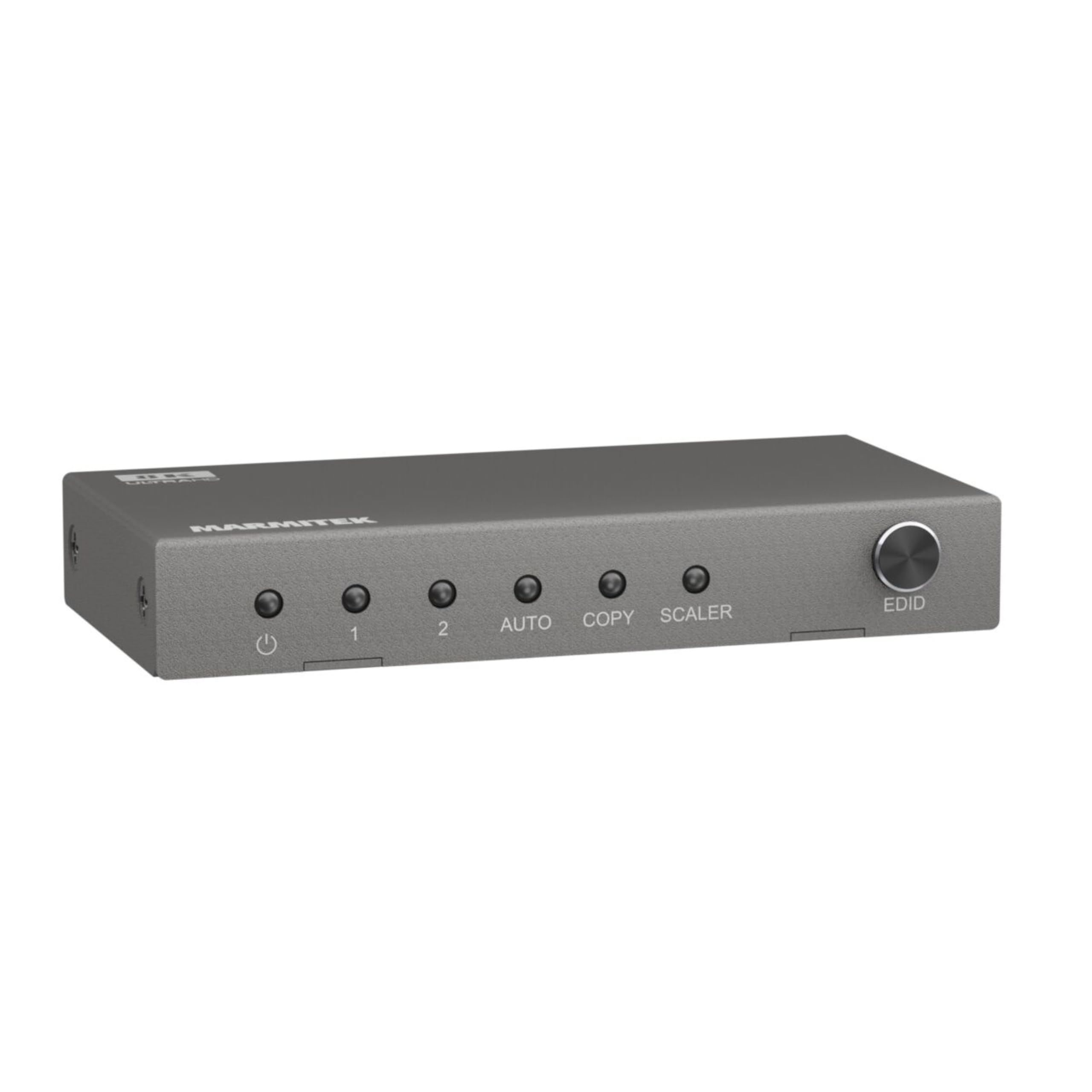 Marmitek Split 712 - Splitter HDMI 8K60 4K120 1 ingresso 2 uscite | Ripartitore HDMI 2.1 per gaming, VRR, ALLM, QMS, QFT, Downscale EDID, 40 Gbit/s, HDCP 2.3 e scocca metallica