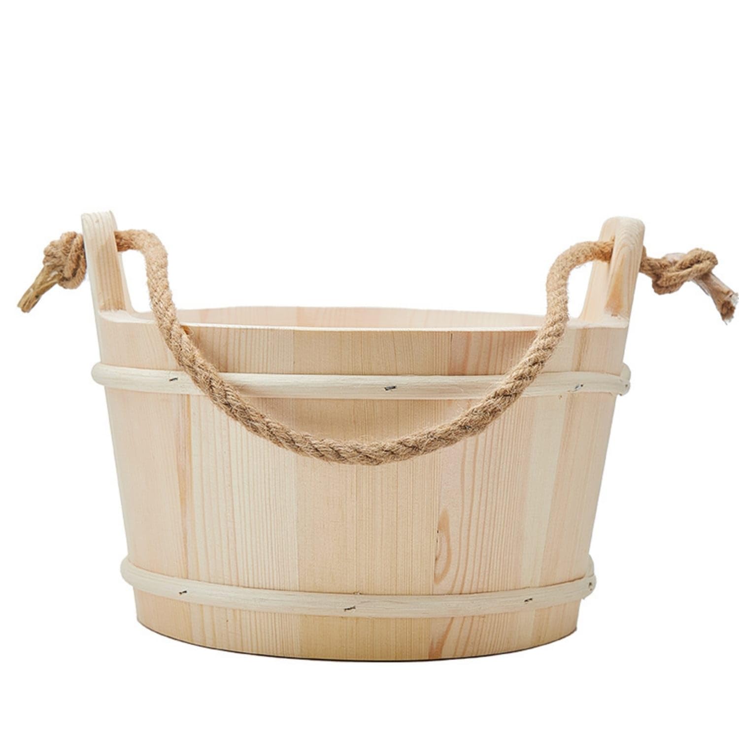 Natural Wood Wooden Sauna Pail with Rope Handle Traditional Sauna Pail with Rope Handle Rustic Long-Lasting for Steam Room, Home Spa, Wood-picture-11