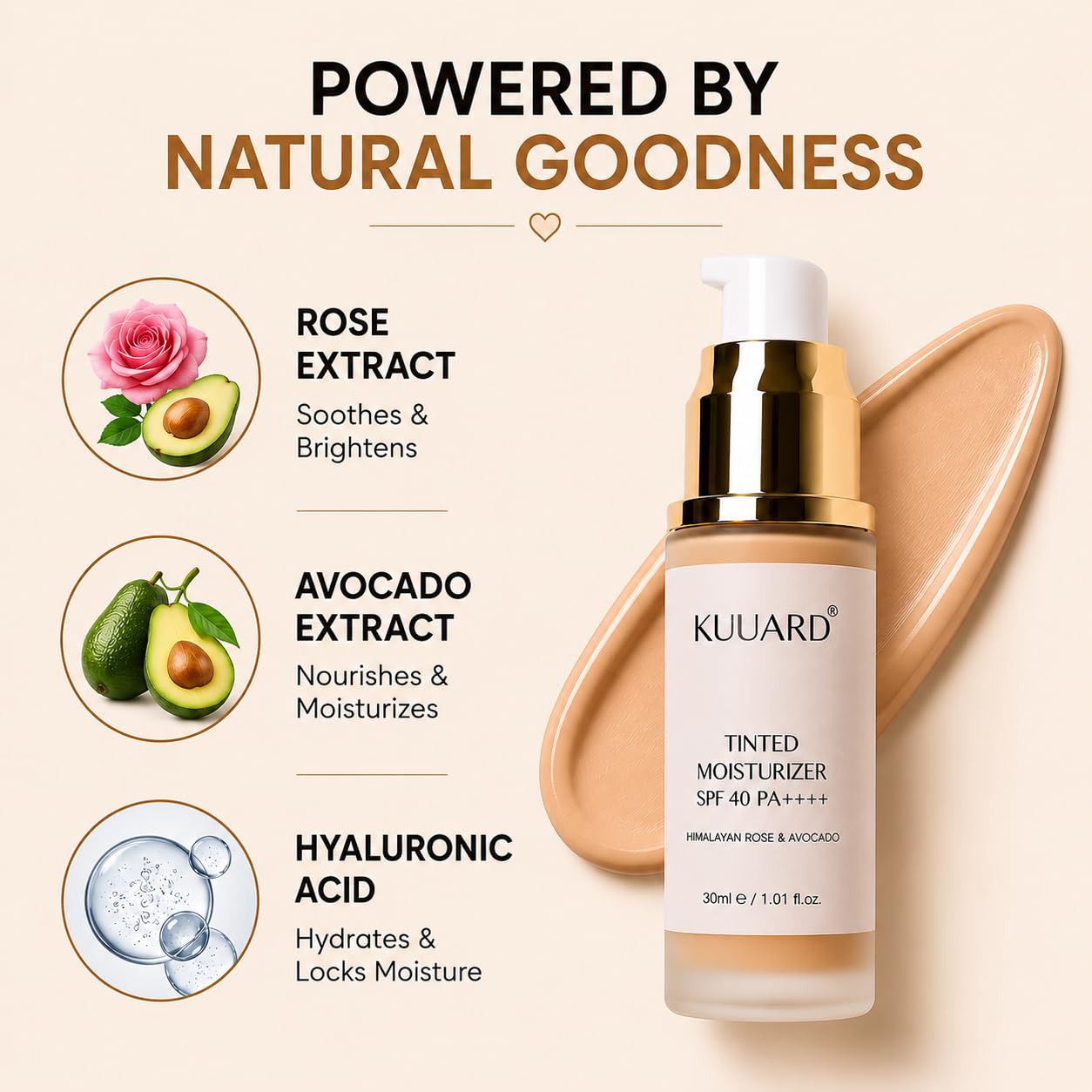 Kuuard Glow Tinted Sunscreen Moisturizer SPF 40++ With New-Age UV Filters, Brightens & Protects Skin, Ultra-light, Blends Easily, With Niacinamide, Natural Finish, Non-Sticky | Universal Shade | 30ml 4