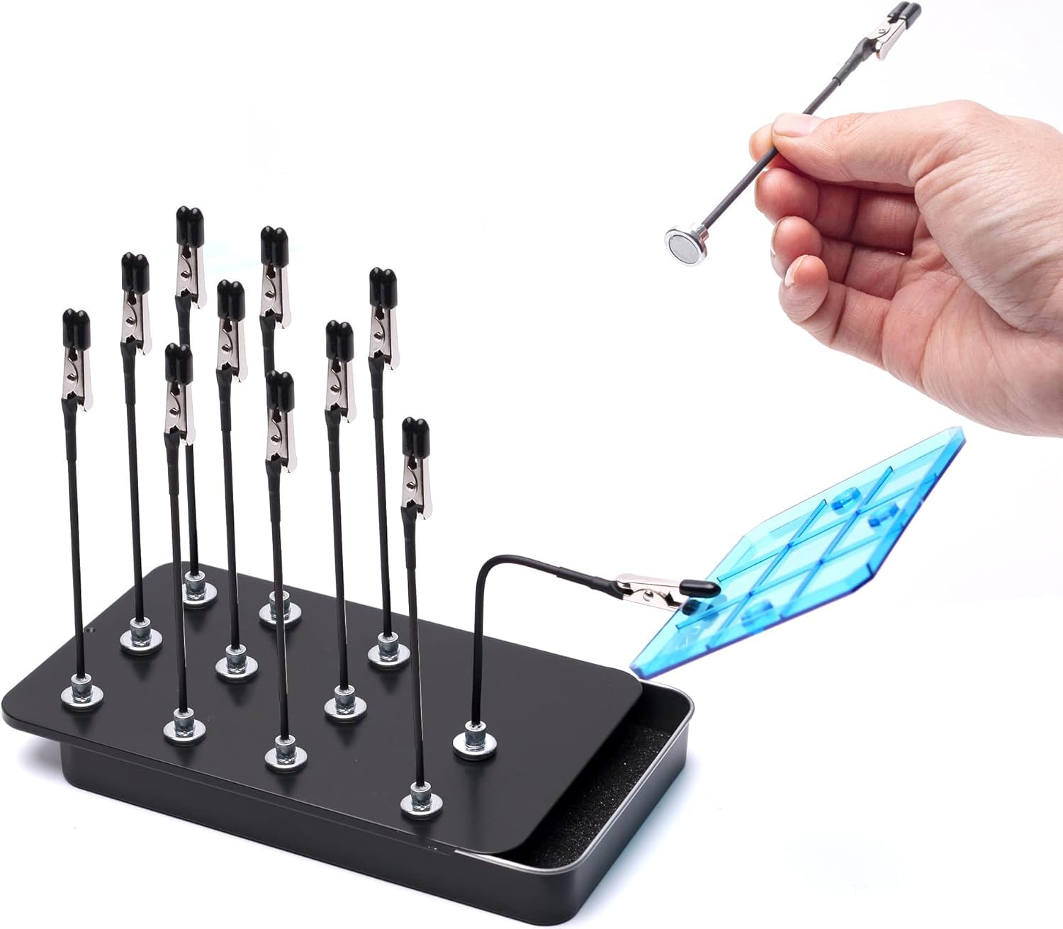 13PCS Helping Hands Soldering, Soldering Station, Soldering Iron Stand, Model Painting Stand, Hands-Free Operation for Model Making and PCB Soldering, 12 Black Clips and 1 storage box-image-27