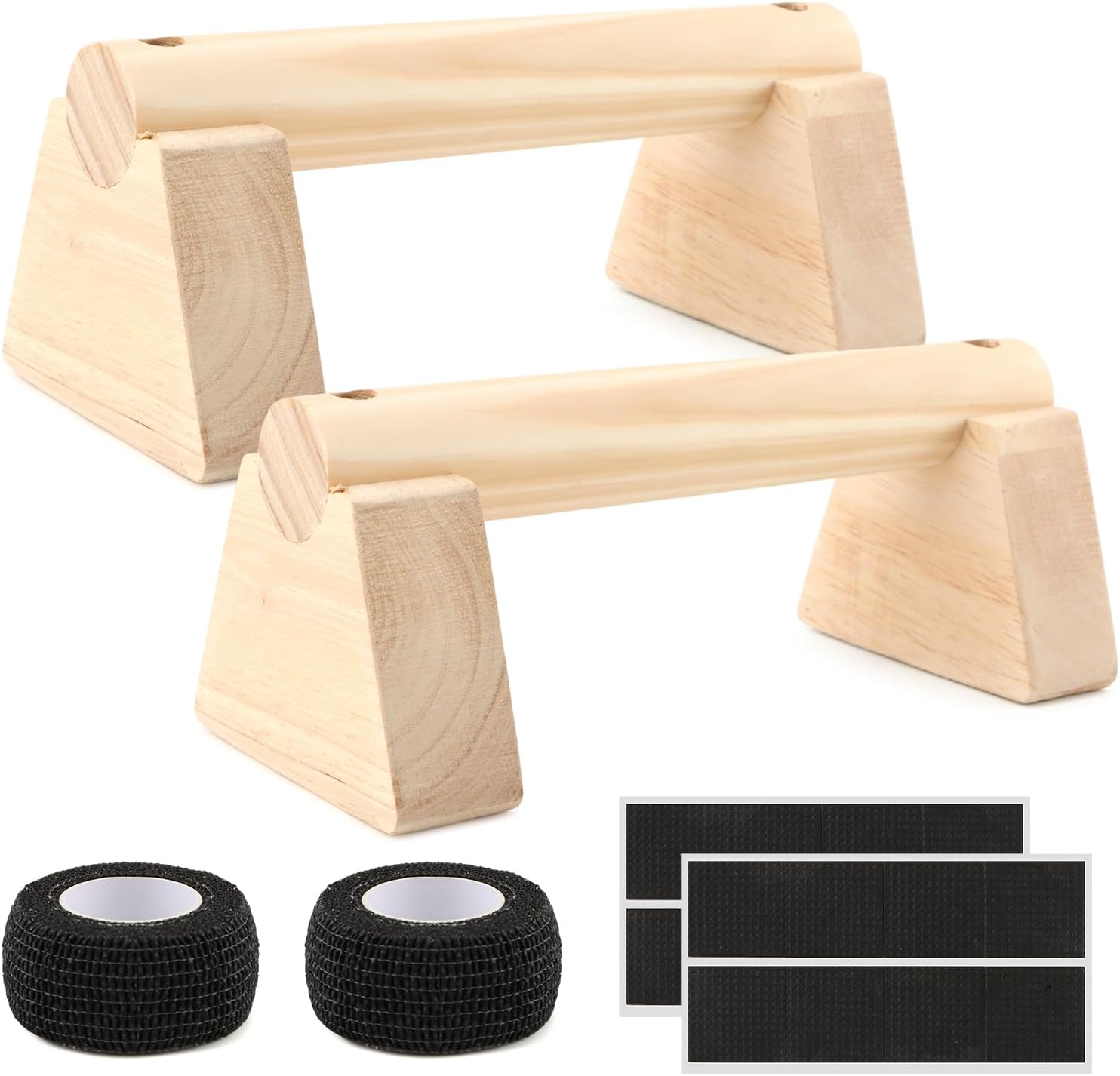 2 PCS Push Up Bars Stands, Wooden Calisthenics Equipment for Handstand Training, Wood Push up Bars Non-Slip Base Exercise Parallettes Bars, Handstand Push-Up Handles