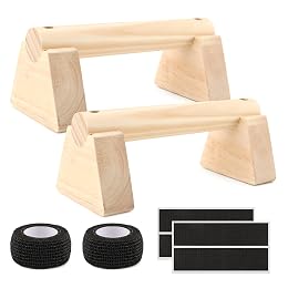 2 PCS Push Up Bars Stands, Wooden Calisthenics Equipment for Handstand Training, Wood Push up Bars Non-Slip Base Exercise Parallettes Bars, Handstand Push-Up Handles
