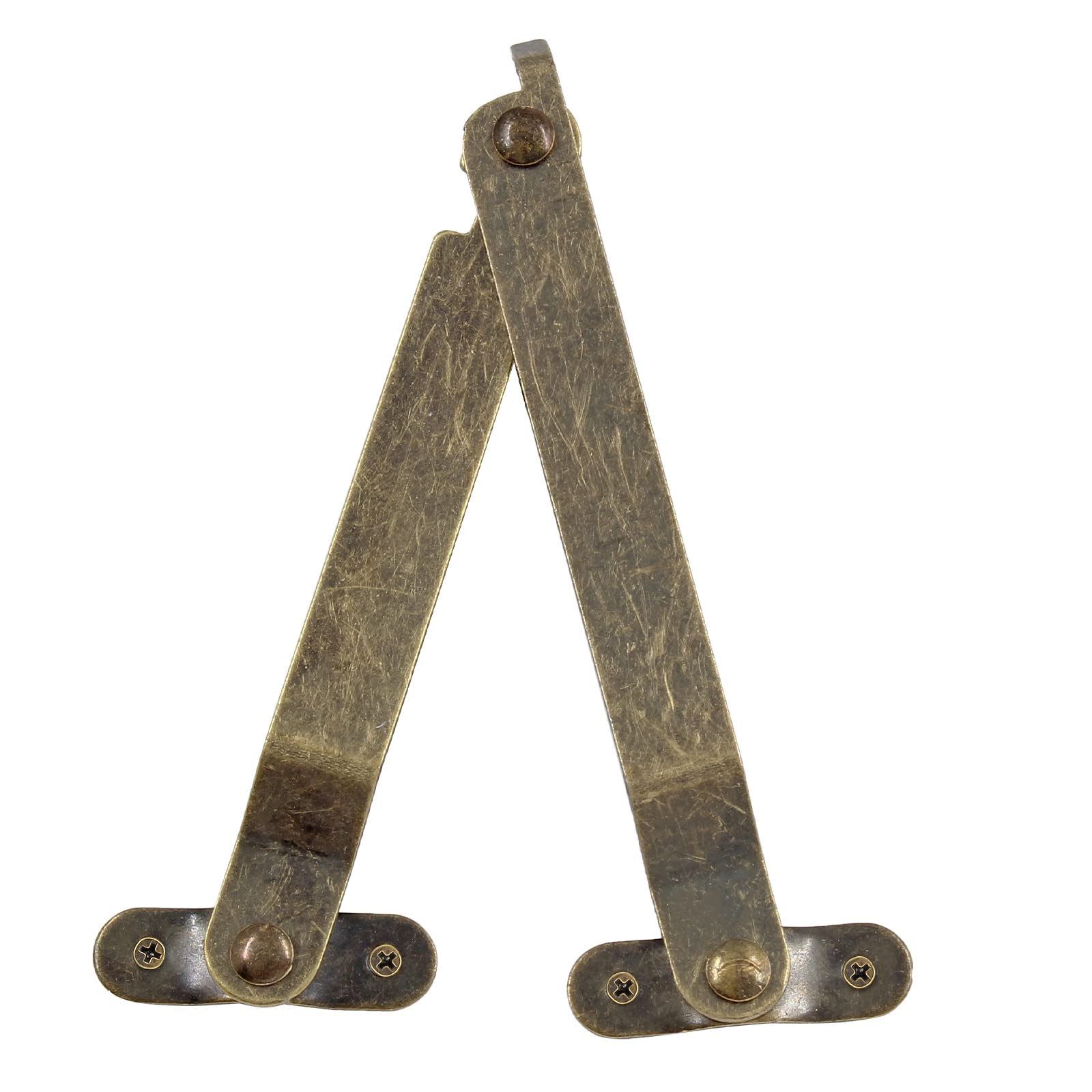 Suiwotin 6pcs Lid Support Folding Hinges, Antique Brass Jewelry