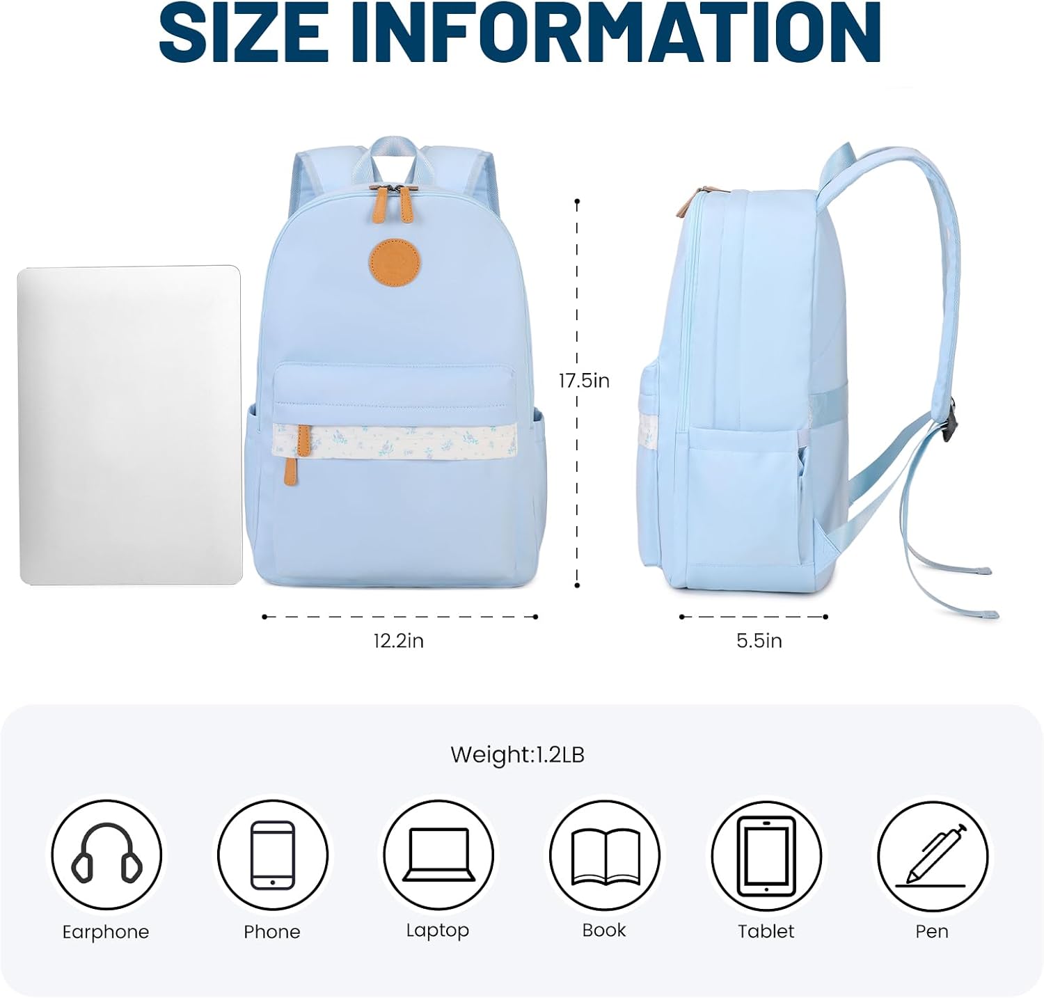 mygreen Waterproof School Backpack for Teen Girls & Boys, Lightweight 15.6 Inch Laptop Bag, Trendy 2024 Ergonomic Bookbag for High School, College, and Travel Black