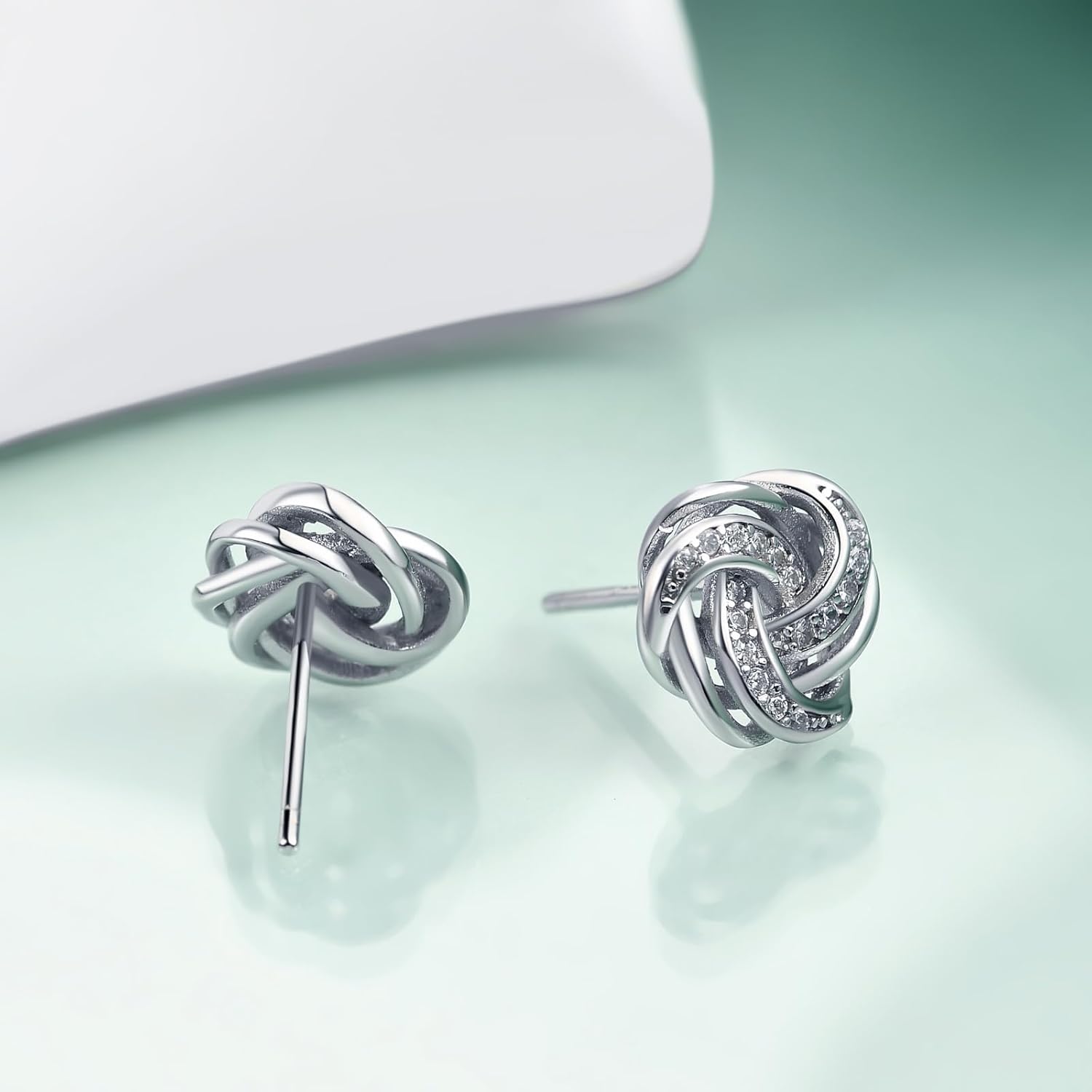Rnivida 925 Sterling Silver Love Knot Stud Earrings, Hypoallergenic Knot Earrings for Women - Image 3