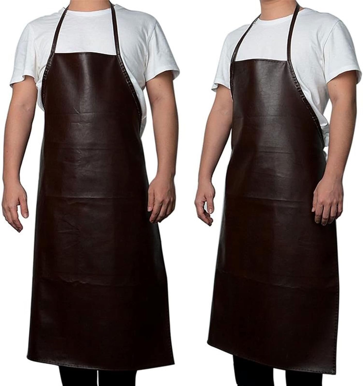 Chef Aprons for Men Women with ，Aprons With Pockets Leather Cooking Baking Apron Waterproof and Oilproof Kitchen Apron Women's Household Sleeveless Apron Black Brown Random Apron