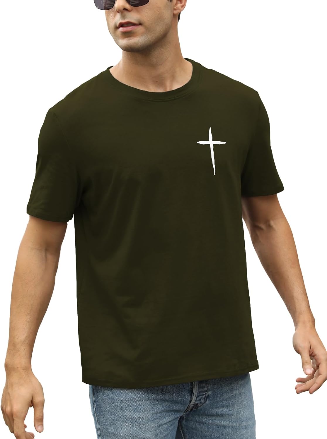 Mens Short Sleeve Cotton T-Shirts Crew Neck Jesus Cross Printed Shirts Faith Christ Shirts - Image 3