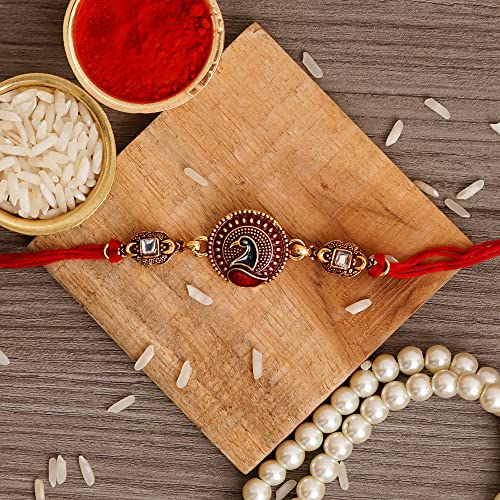 Image of eCraftIndia Designer Bracelet Religious Rakhi, Brown::Gold, One Size