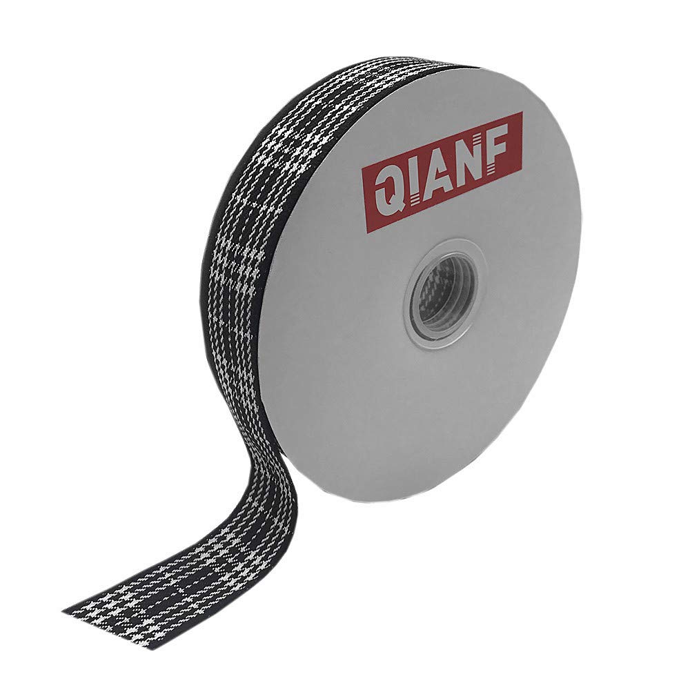 QIANF Plaid Ribbon 1 Inch Wide 25 Yard for Crafts, Gift Wrapping (Black)